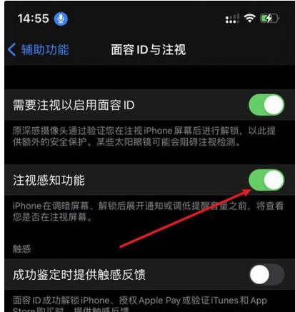 中兴镇苹果14维修网点分享iPhone14注视感知功能有什么用 